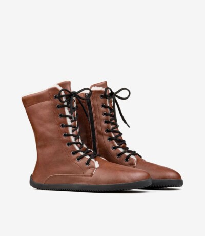 Ahinsa Women’s barefoot Jaya Winter Zip-up brown boots